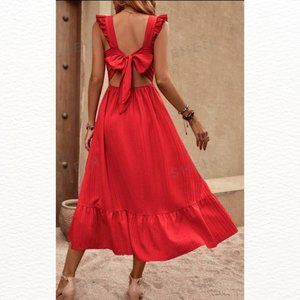 Tie-Back Ruffle Hem Sundress XL RED
